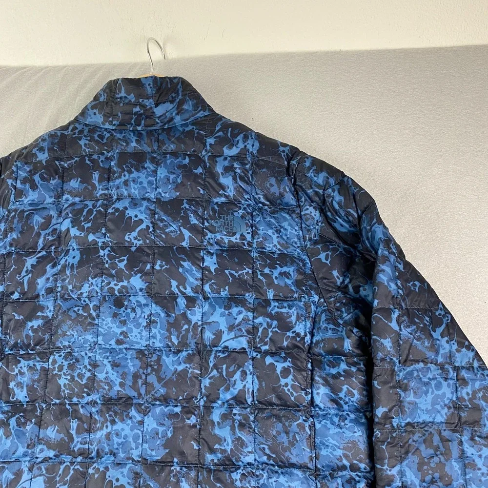 The North Face Mens Thermoball Puffer Jacket Large Blue Camo